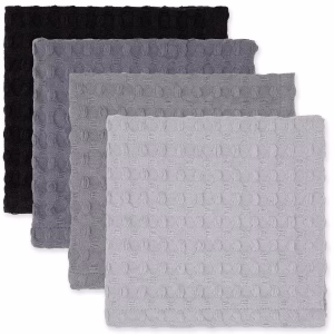 Mainstays 4-Pack Waffle Dishcloth Set, 100% Cotton, Gray, 12 in x 12 in - Image 1
