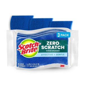Scotch-Brite Zero Scratch, Non-Scratch, Cleaning Scrub Sponge, 3 Dish Sponges - Image 1
