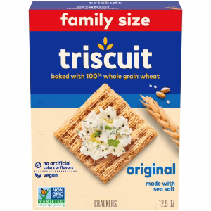 Triscuit Original Whole Grain Wheat Crackers, Vegan Crackers, Healthy Snacks, Family Size, 12.5 oz - Image 1
